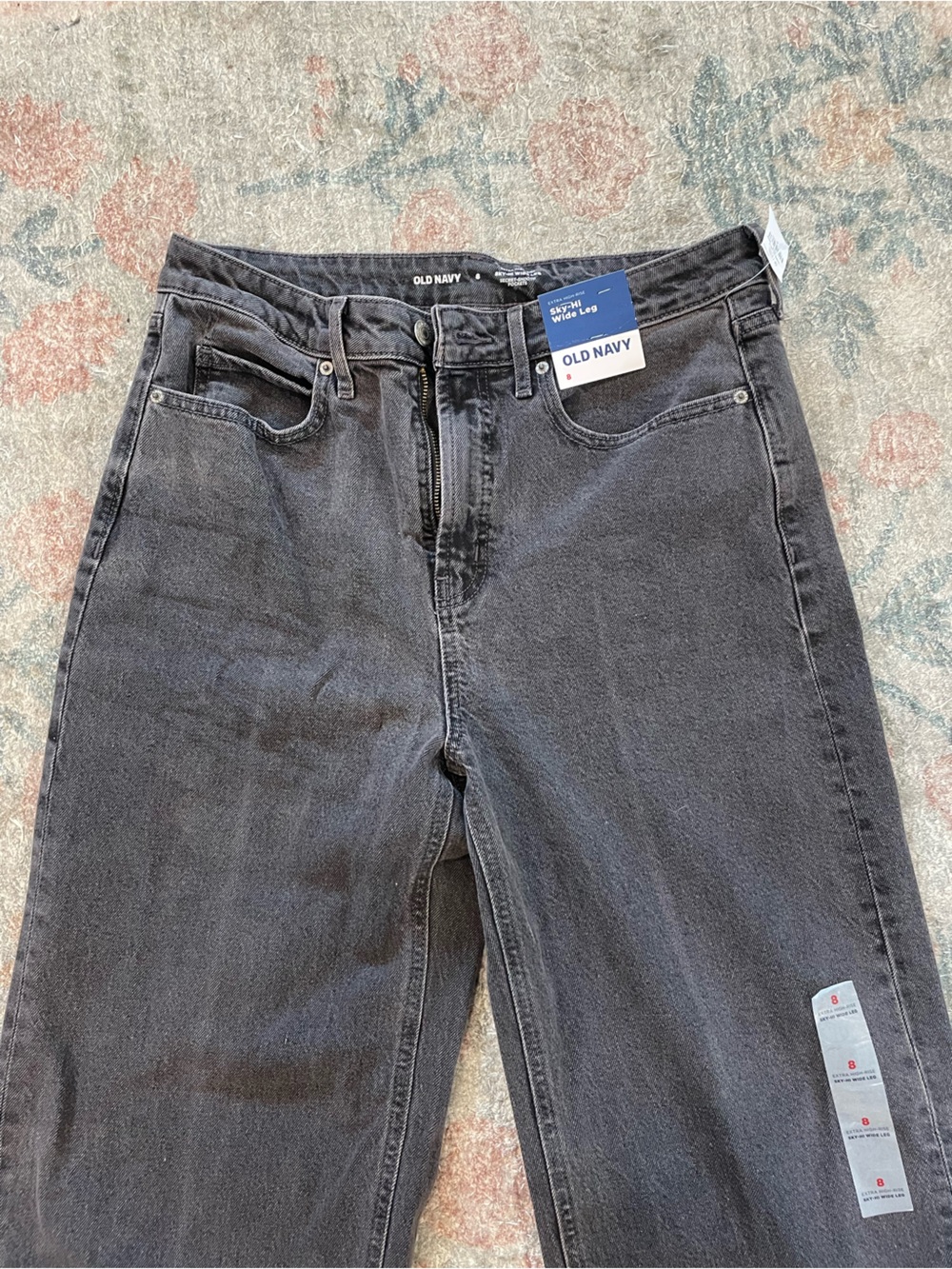 Old Navy Women's Charcoal Ski High Wide Leg Jeans